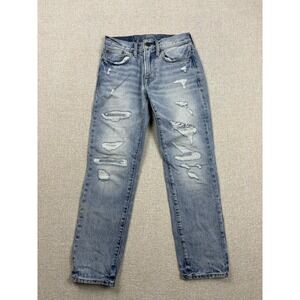 American Eagle Mens Short Distressed Straight Jeans Size 26x28 Blue